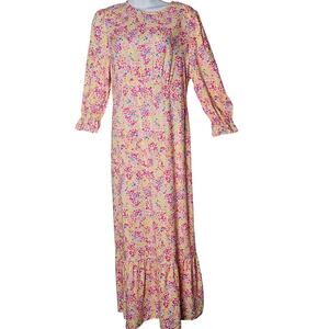 Nobody's Child Maternity Floral Maxi Dress US 6 Long Sleeve Pastel Baby‎ Shower